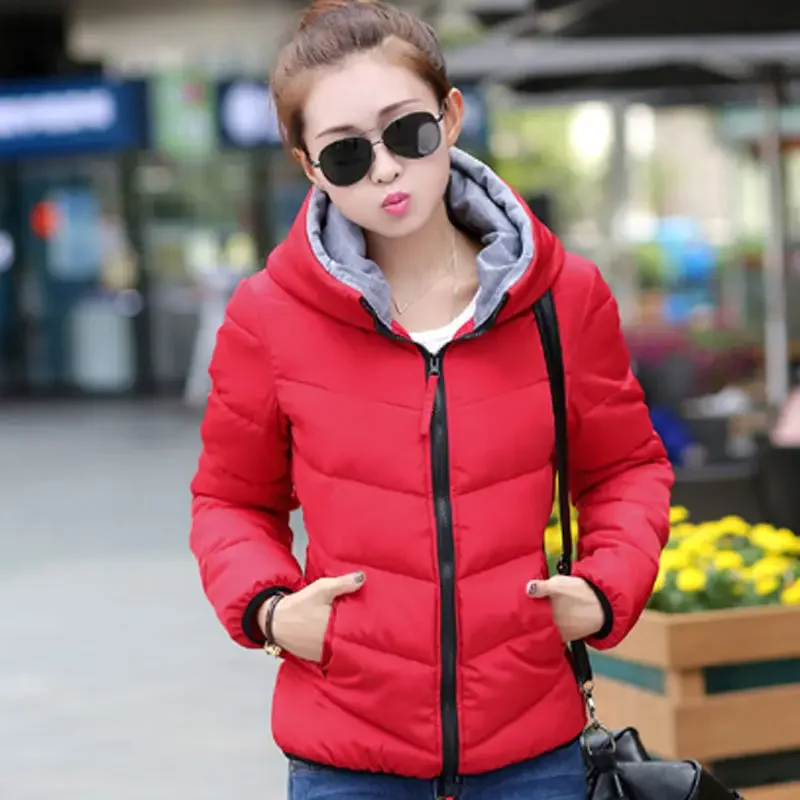 Red Female Coats Short Quilted - Modern Korean Lifestyle ulasan dan harga
